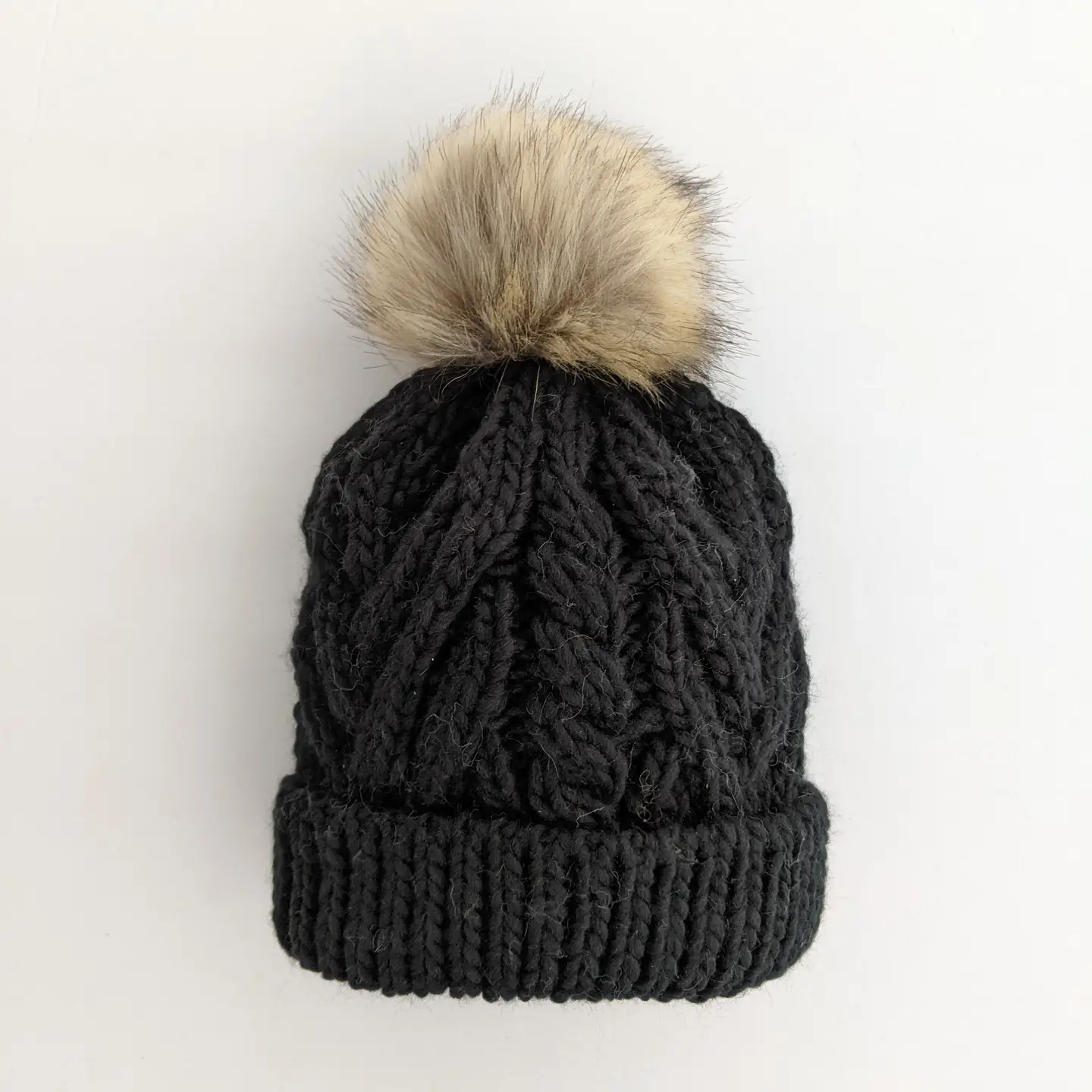 Black Pop Pom Pom Beanie Hat Baby & Kids