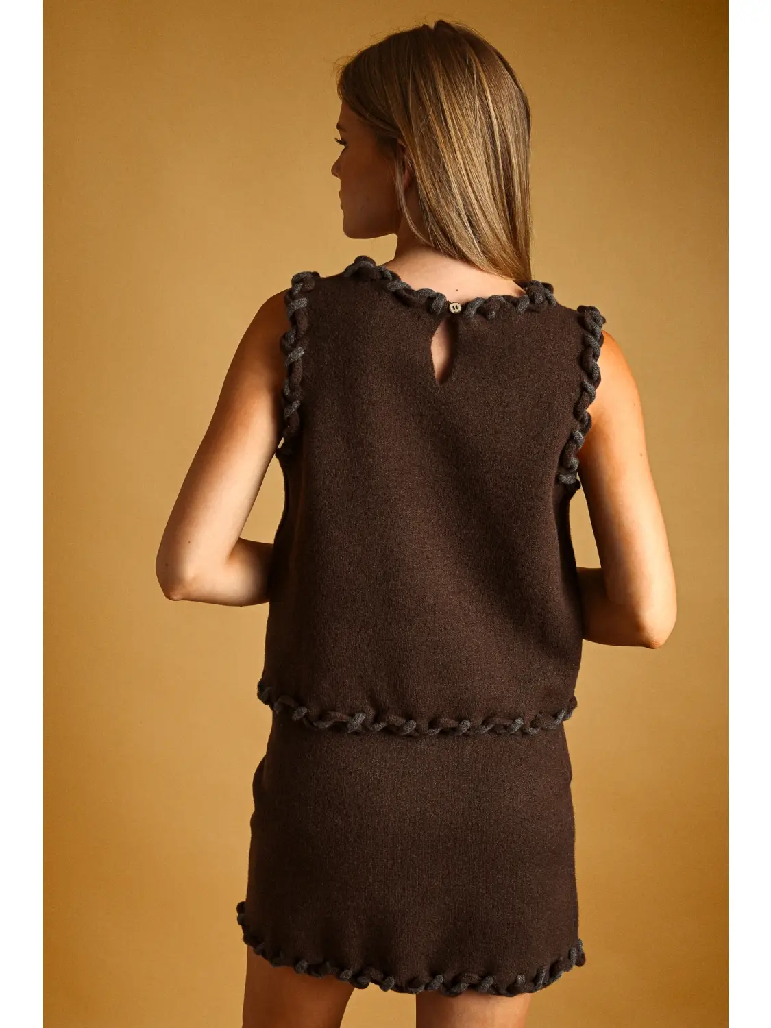 Braid Detailed Knit Mini Skirt