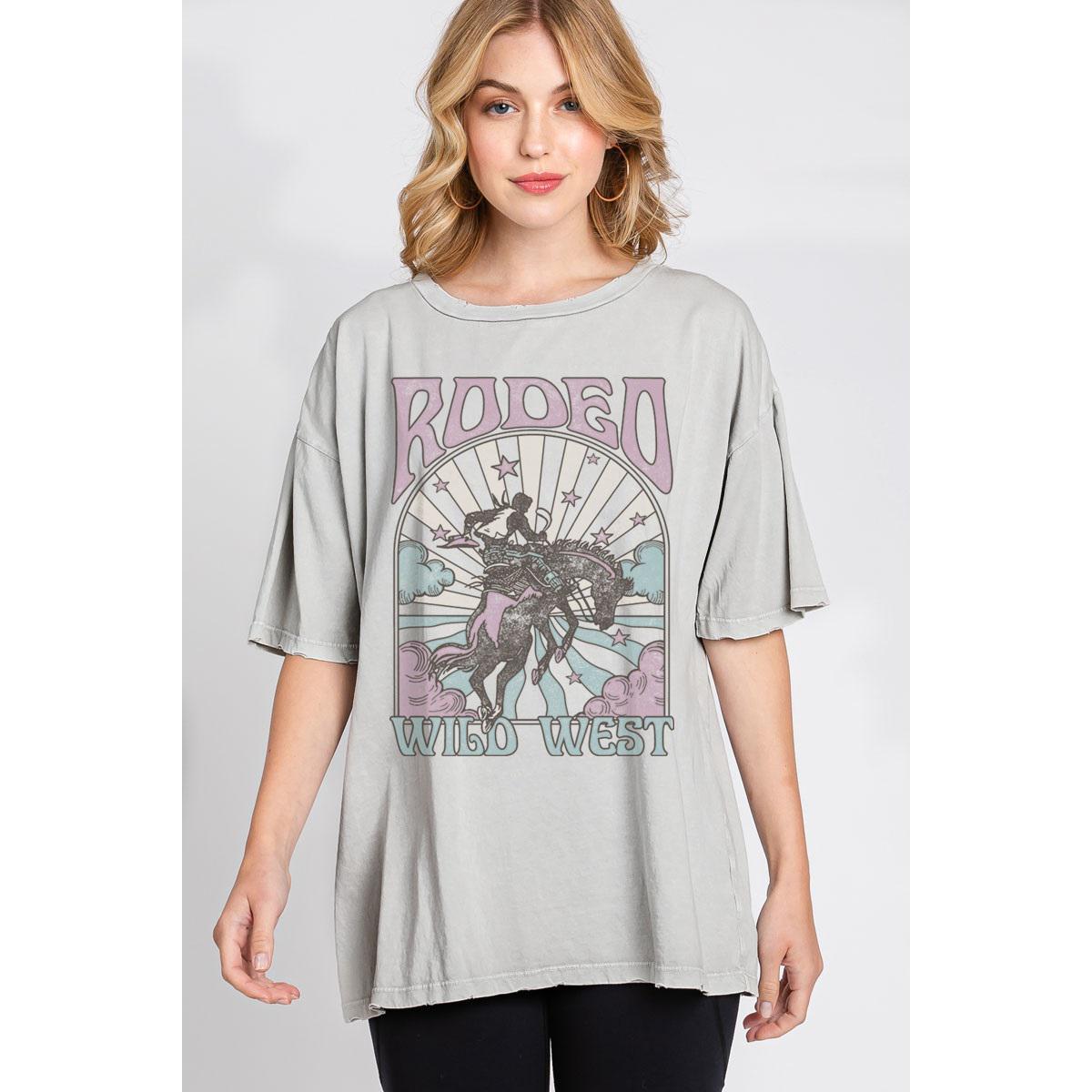 RODEO WILD WEST BRONC GRAPHIC TEE - MINERAL GREY
