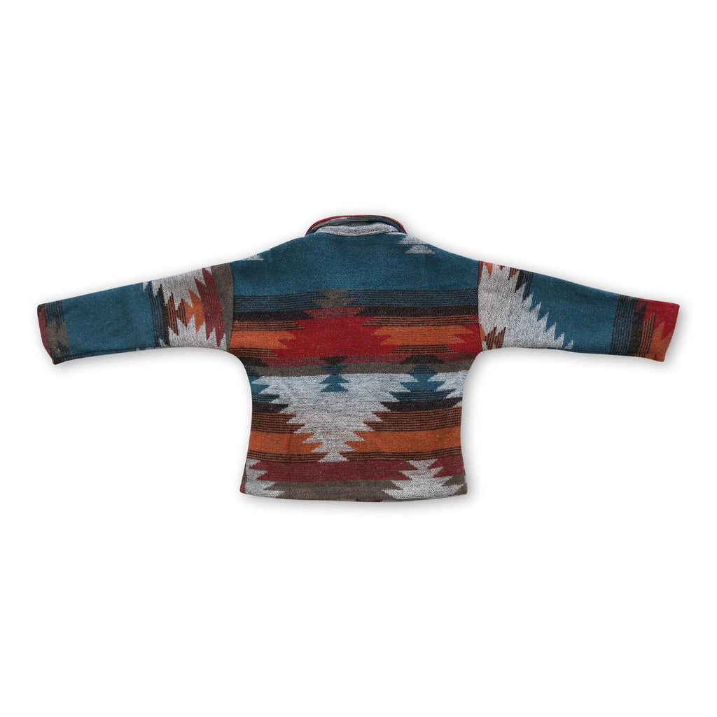 KIDS AZTEC PRINTED SHACKET - BLUE, RUST, RED