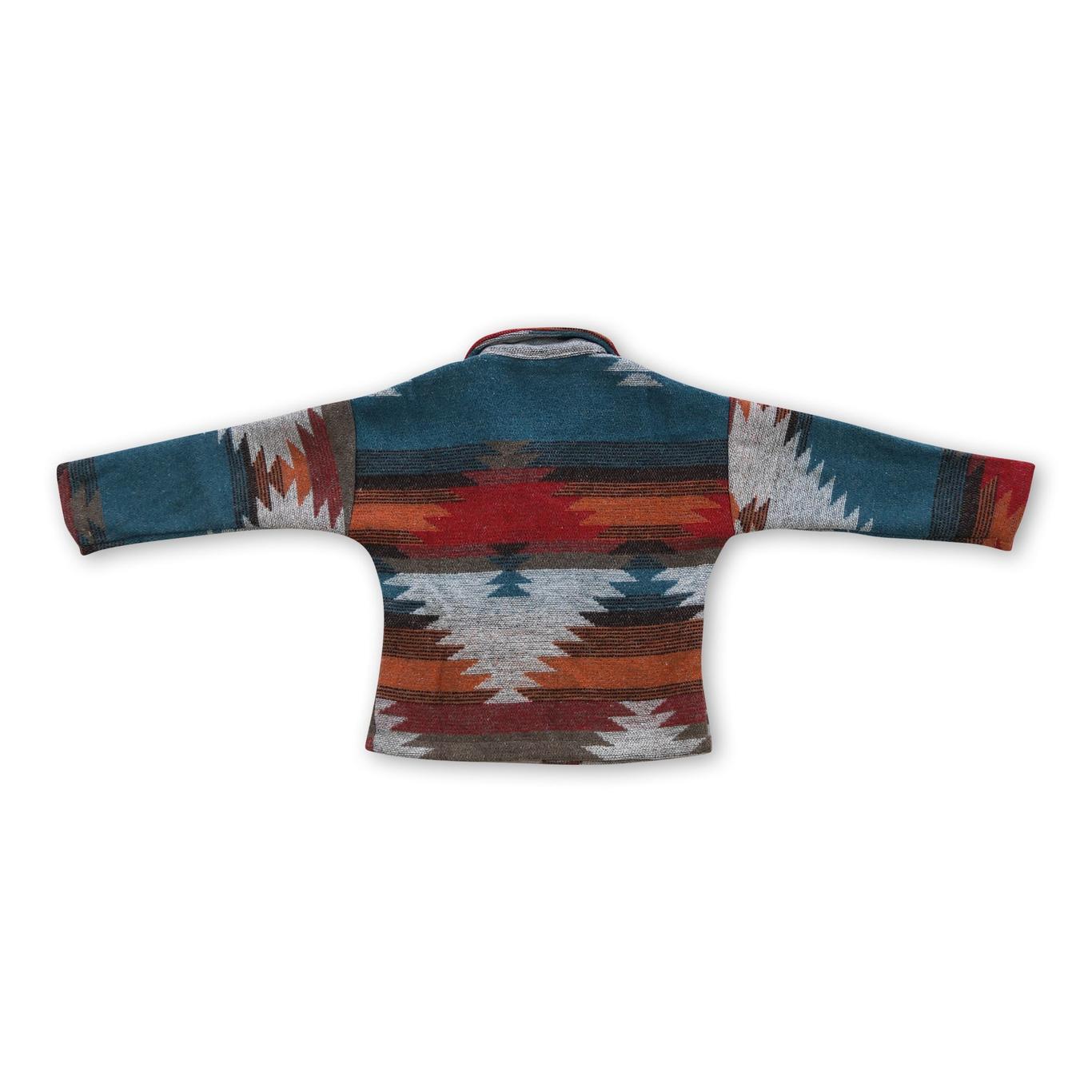KIDS AZTEC PRINTED SHACKET - BLUE, RUST, RED