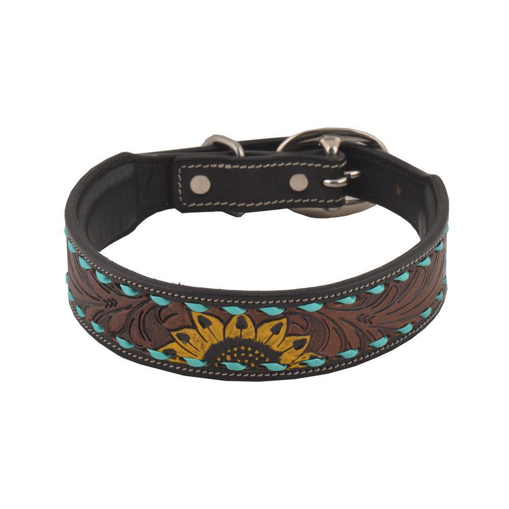 Scenic Hand-Tooled Leather Dog Collar S-5757