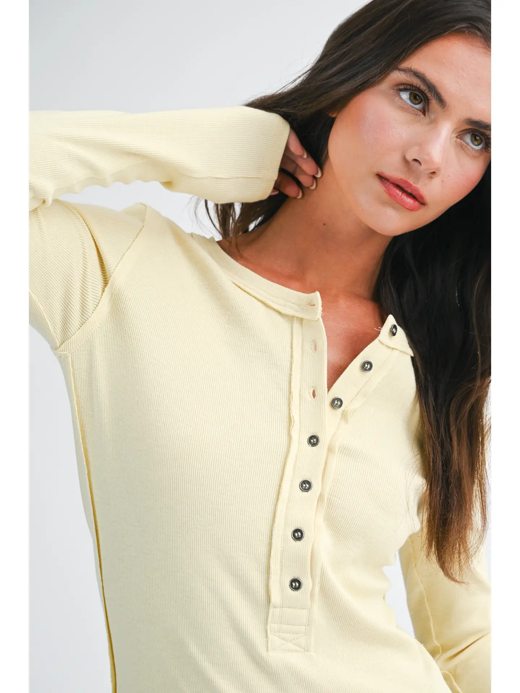 Henley Long Sleeve Top - BUTTER