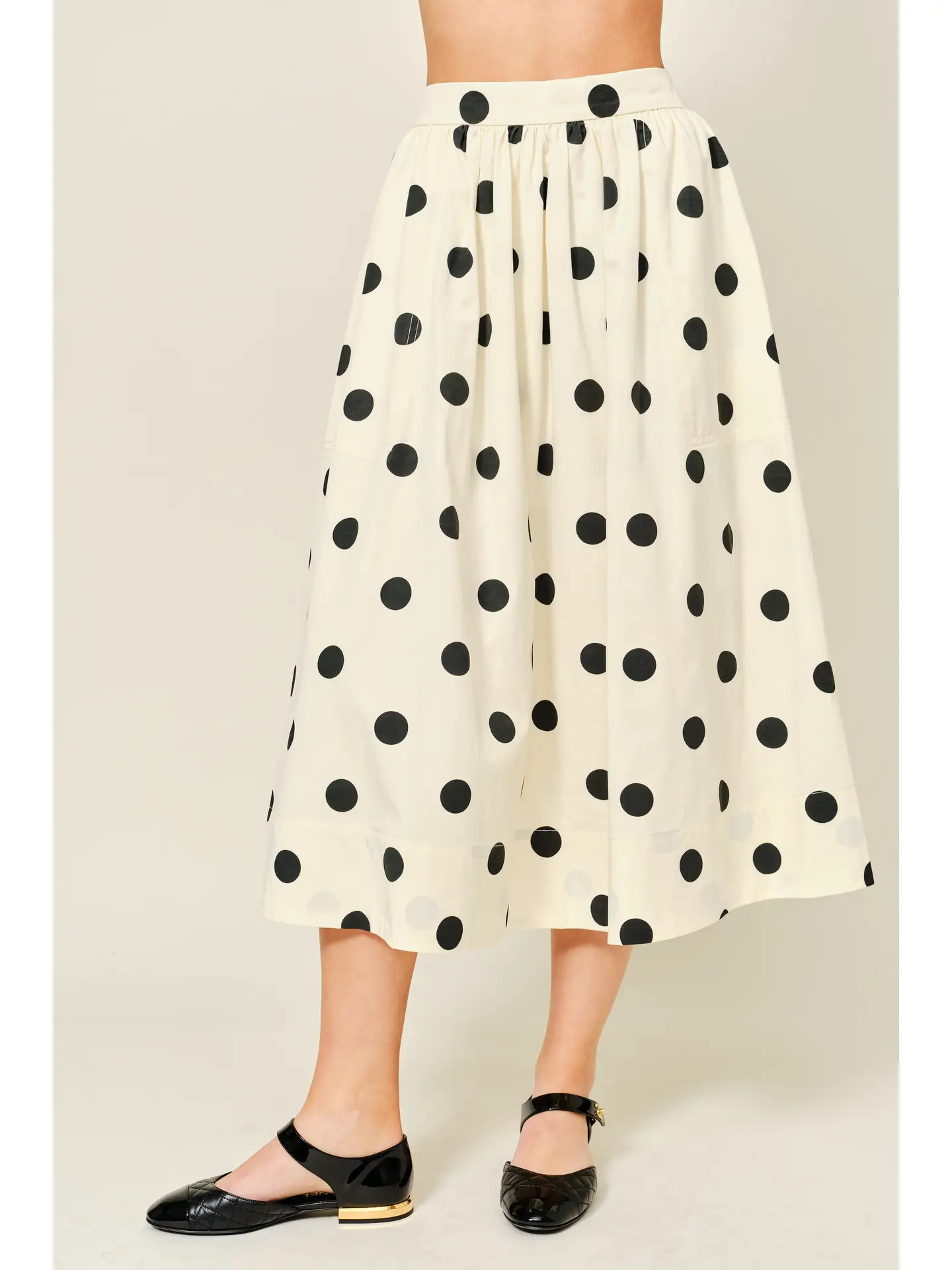 Dot Print Midi Full Skirts