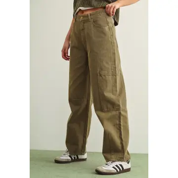 Washed Color Cargo Pants - Washed Brown