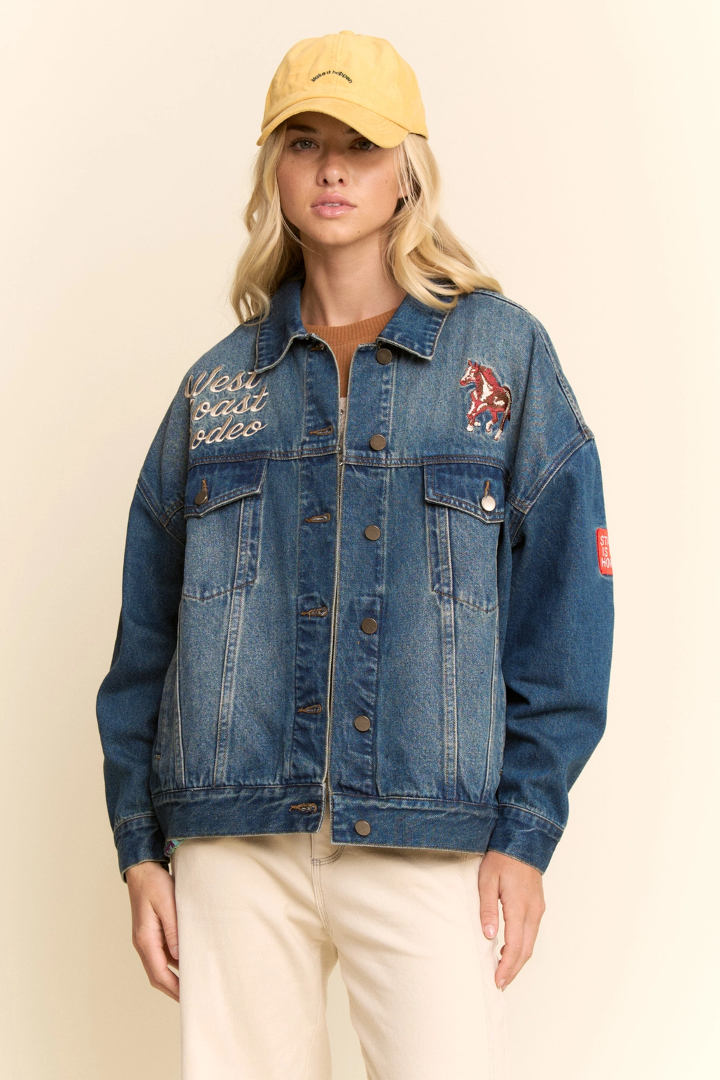 West Coast Rodeo Embroidered Denim Jacket - Dark Denim