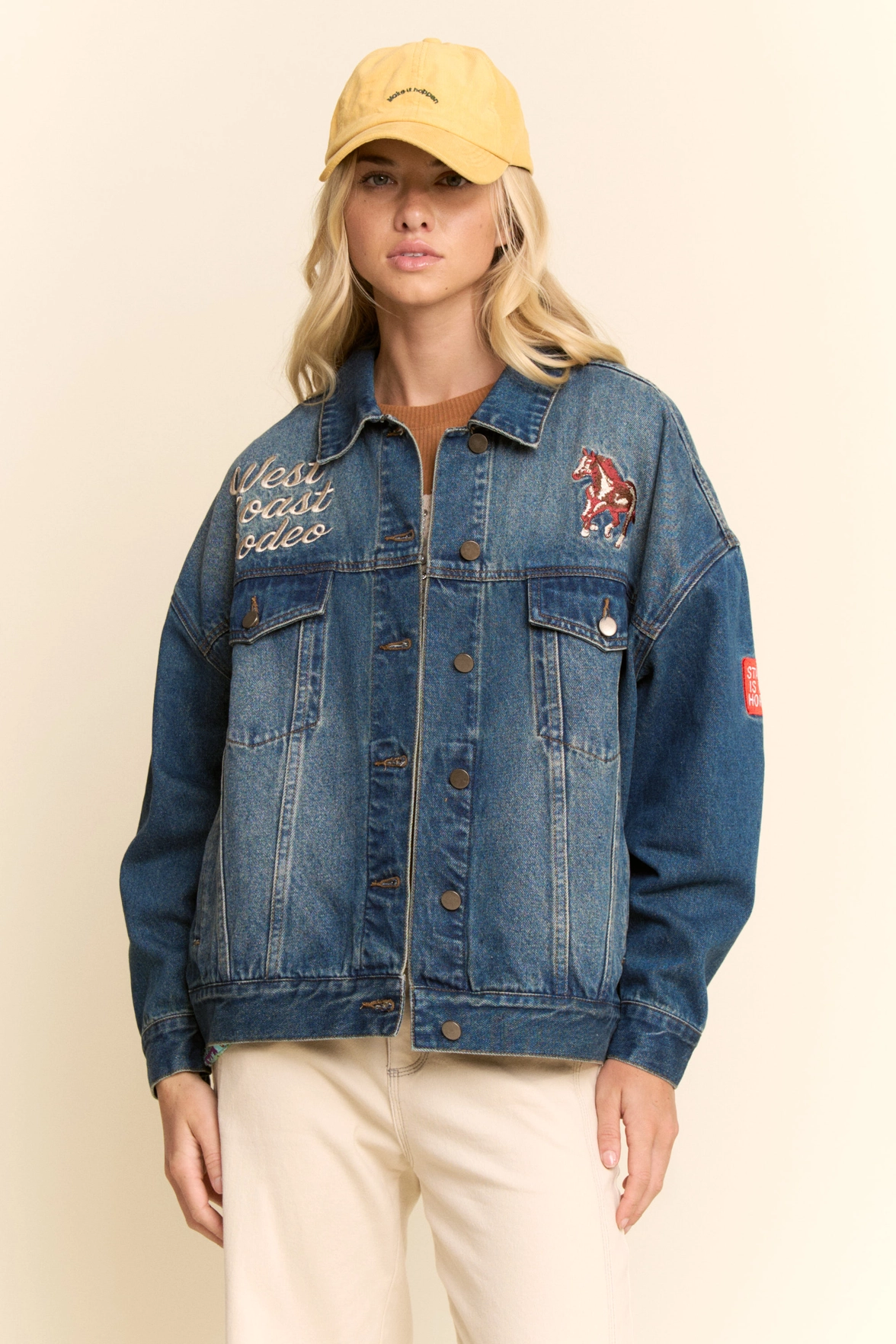 West Coast Rodeo Embroidered Denim Jacket - Dark Denim