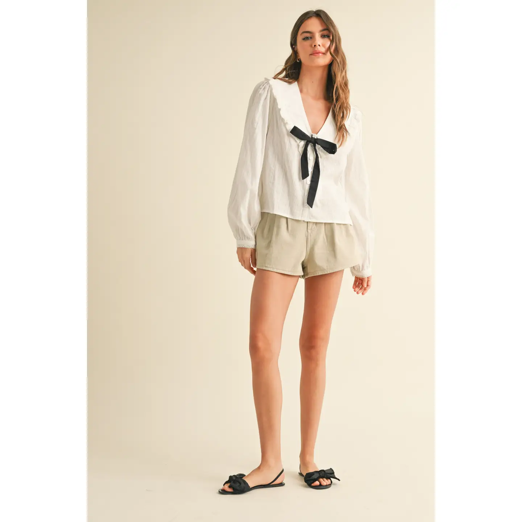 Textured Fabric with Tie in the Front Blouse