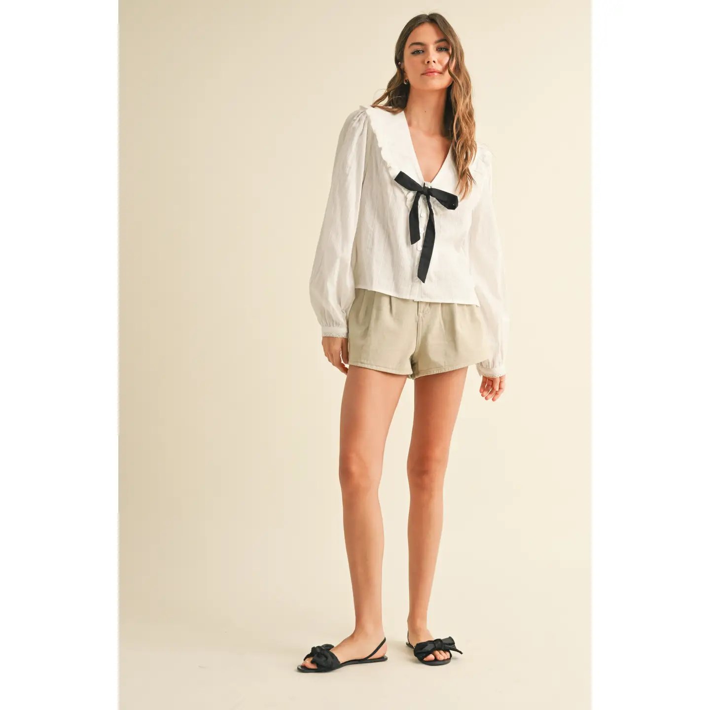 Textured Fabric with Tie in the Front Blouse
