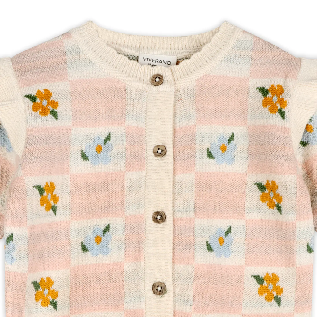 Mia Bouquet Jacquard Knit Baby Cardigan (Organic Cotton)