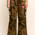 Washed Effect Cargo Pants - GOLDEN BROWN
