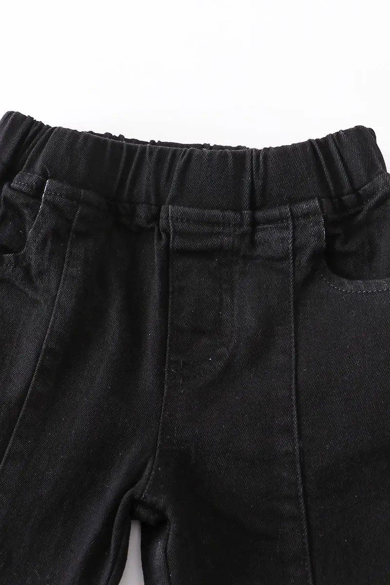 OPEN FRONT BLACK BELL BOTTOM JEANS
