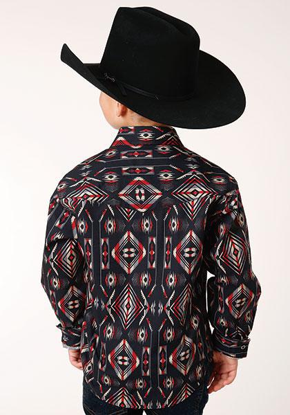 BOYS L/S SHIRT   SNAP PRINTED VERTICAL DESIGN  1300 BLANKET STRIPE