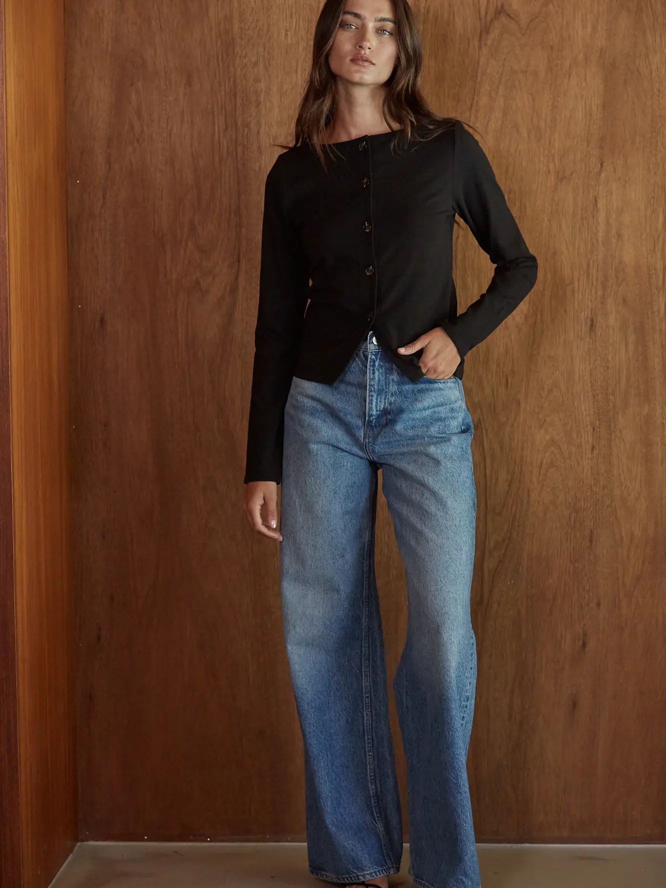 Knit Cotton Spandex Button Down Long Sleeve