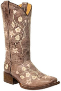 TN BROWN - LIGHT PINK EMBROIDERY SQ. TOE E1198