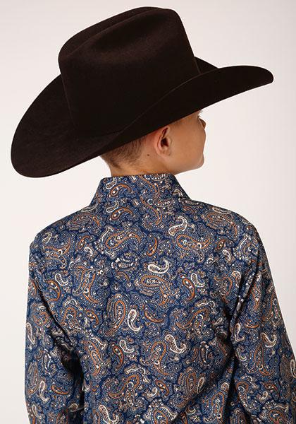 BOYS L/S SHIRT   PERFORMANCE Y/D ALLOVER PRINT -SNAP  1263 RIVER PAISLEY PRINT  03-030-0278-7027