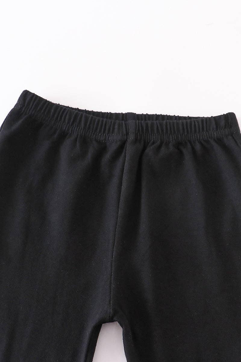 GIRLS BLACK BELL RUFFLE PANTS