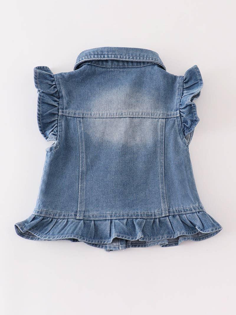 DENIM RUFFLE GIRL VEST