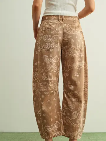 Paisley Print Washed Pants