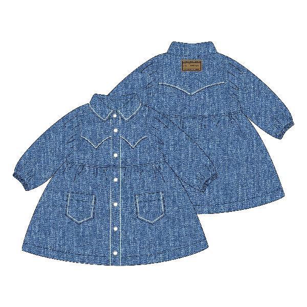 WESTERN DENIM LONG-SLEEVE DRESS