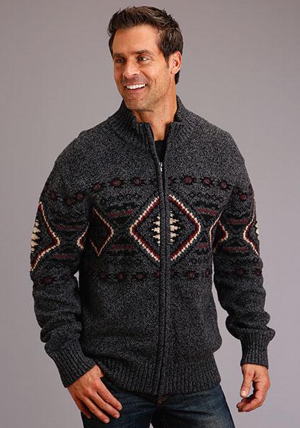 MENS SWEATER  STETSON SWEATER Stetson Horizontal Aztec Cardigan - 11-014-0120-7037