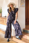 Halftone Horse Print Jumpsuit - Black