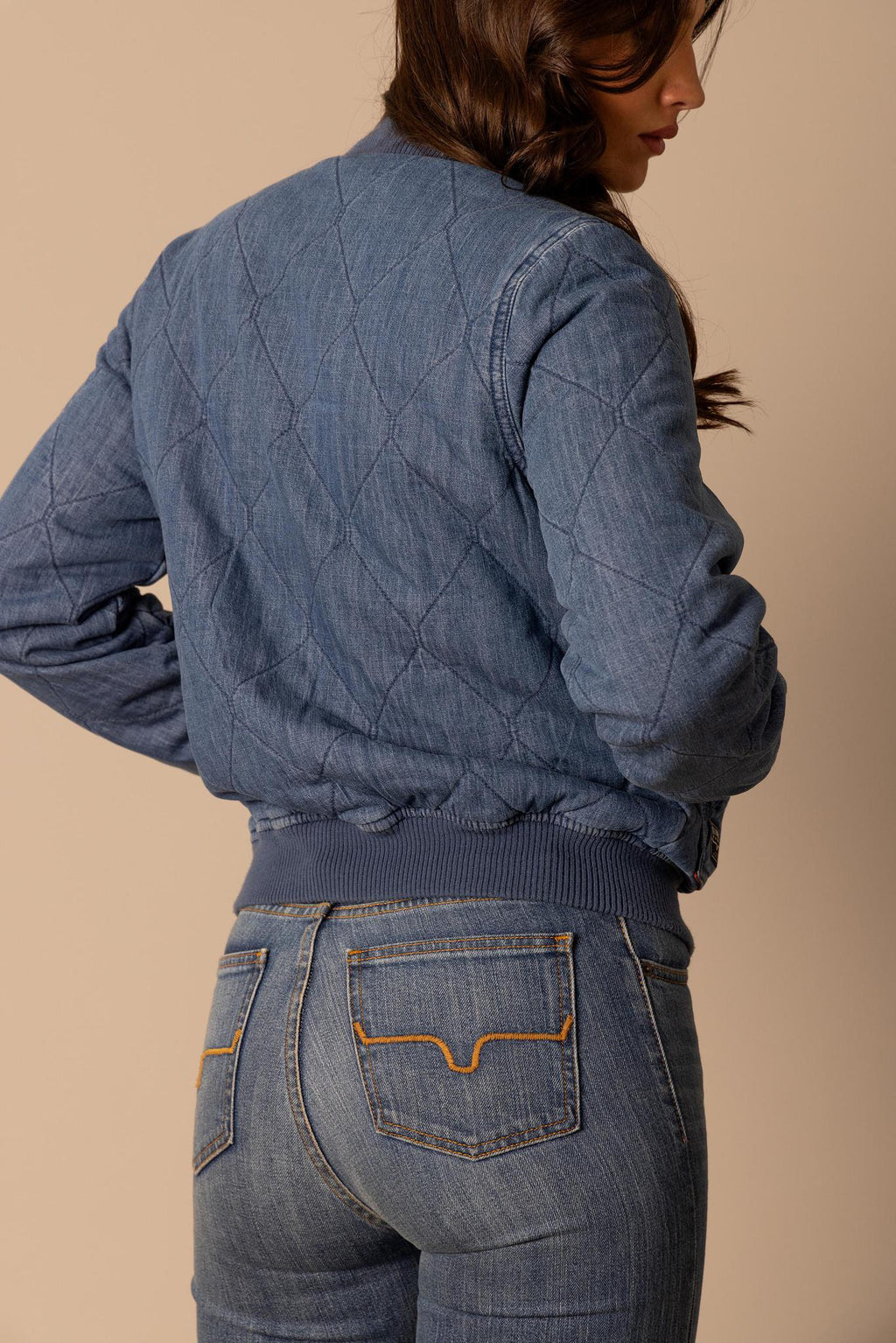 Kimes Women's Marinos Bomber - Light Wash Indigo