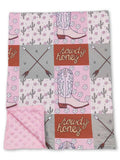 Howdy Honey Cactus Boots Plaid Girls Western Blanket