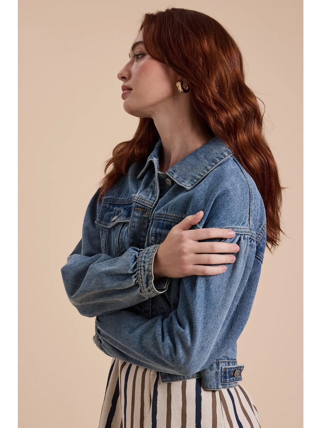 Long Sleeve Puff Sleeve Denim Jacket