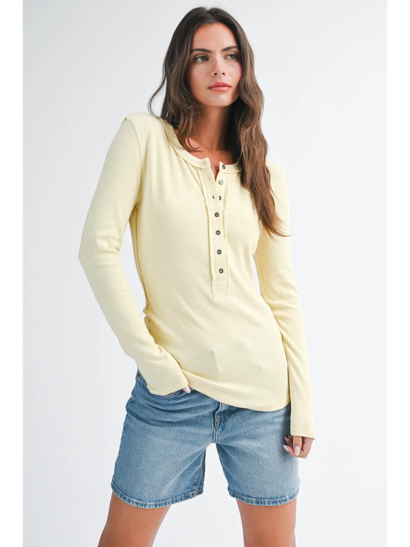Henley Long Sleeve Top - BUTTER
