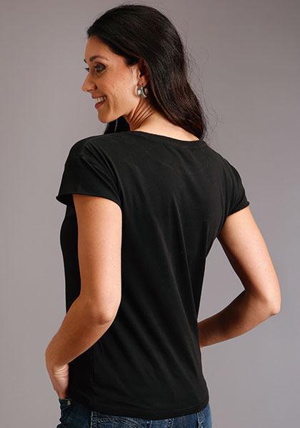 WOMENS S/S KNIT   STETSON LADIES SHORT SLEEVE T-SHIRT  STETSON LASSO COWBOY MOUNTIANS SCREEN