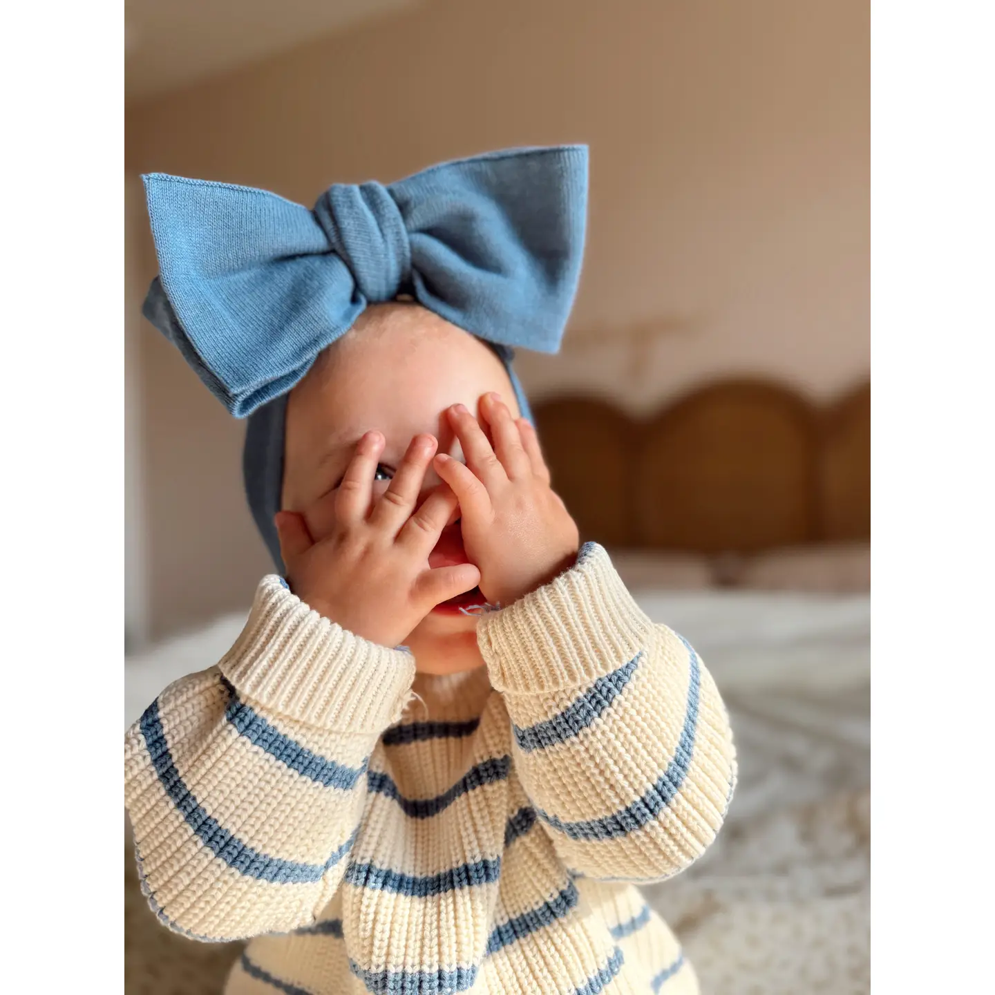 Classic Bow Headband - Denim Blue