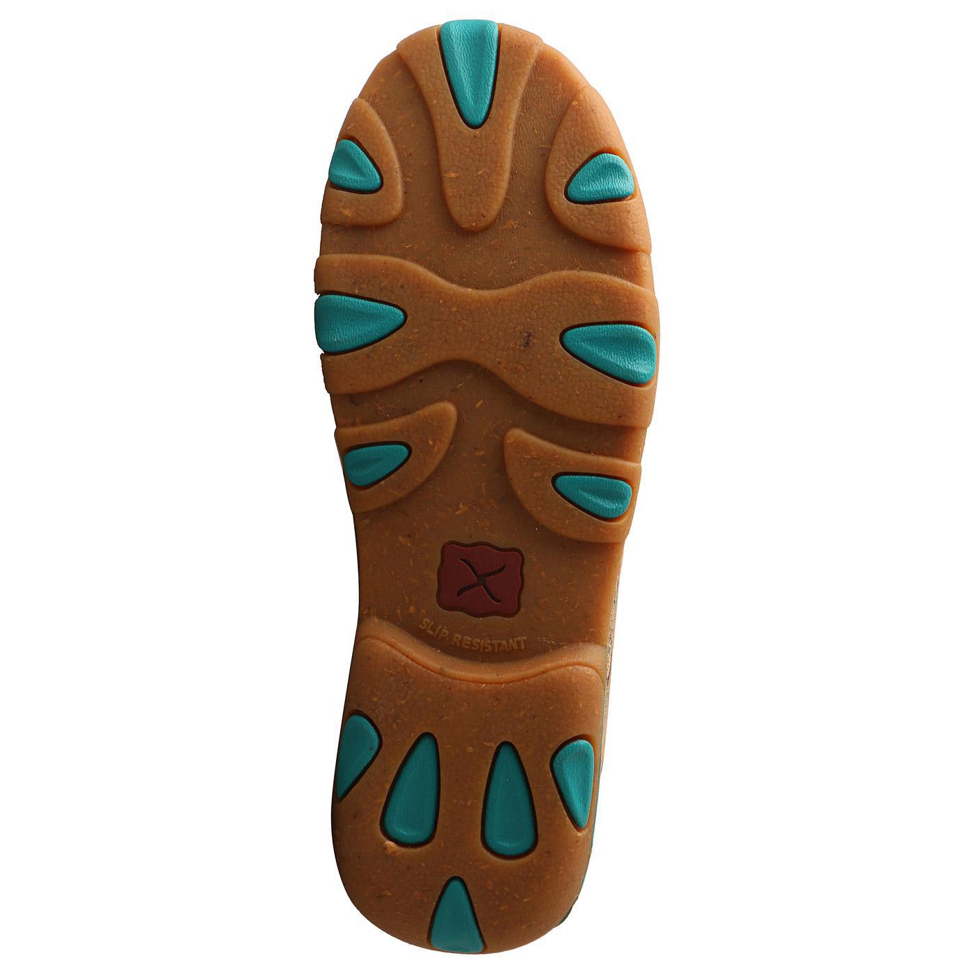 WOMENS SLIP ON DRIVING MOC - TAN/TURQUOISE WDMS022