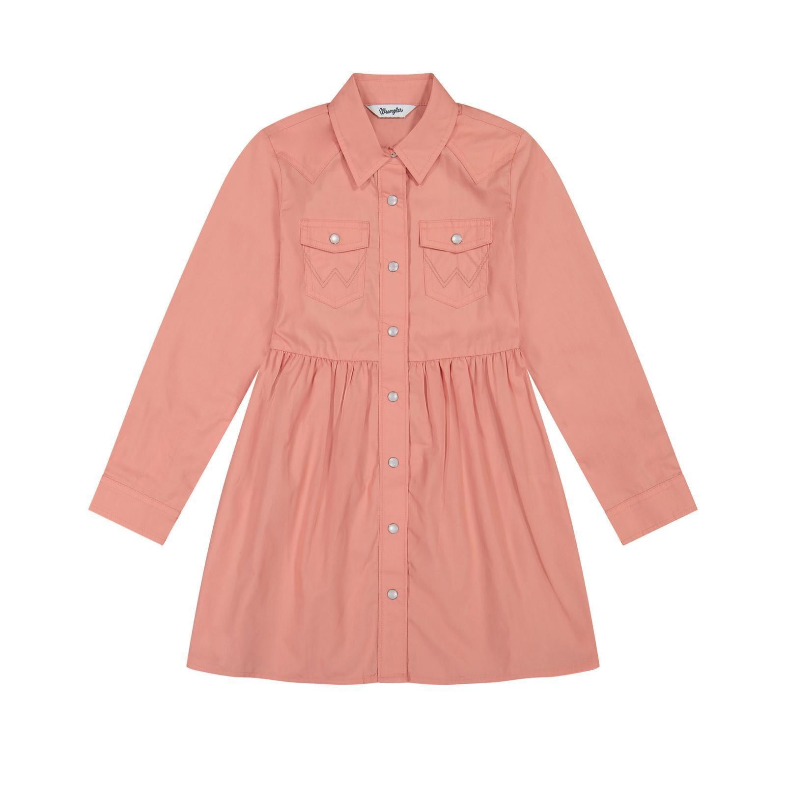Wrangler® Girls Long Sleeve Snap Dress - Pink