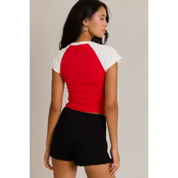 Cap Sleeve USA Baby Tee - Red
