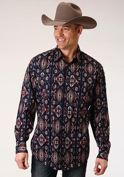 MENS L/S SHIRT   SNAP PRINTED VERTICAL DESIGN  1300 BLANKET STRIPE