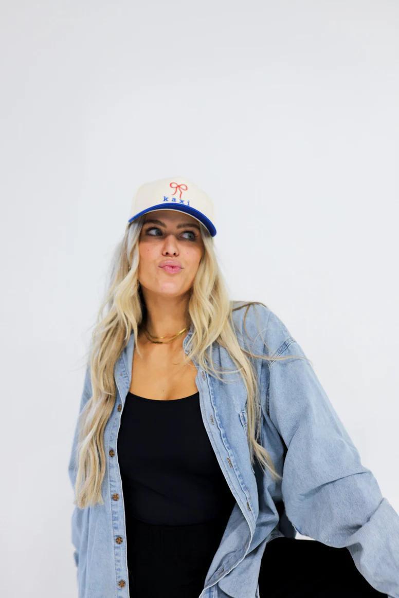 KAXI BOW TRUCKER HAT - BLUE WITH RED BOW
