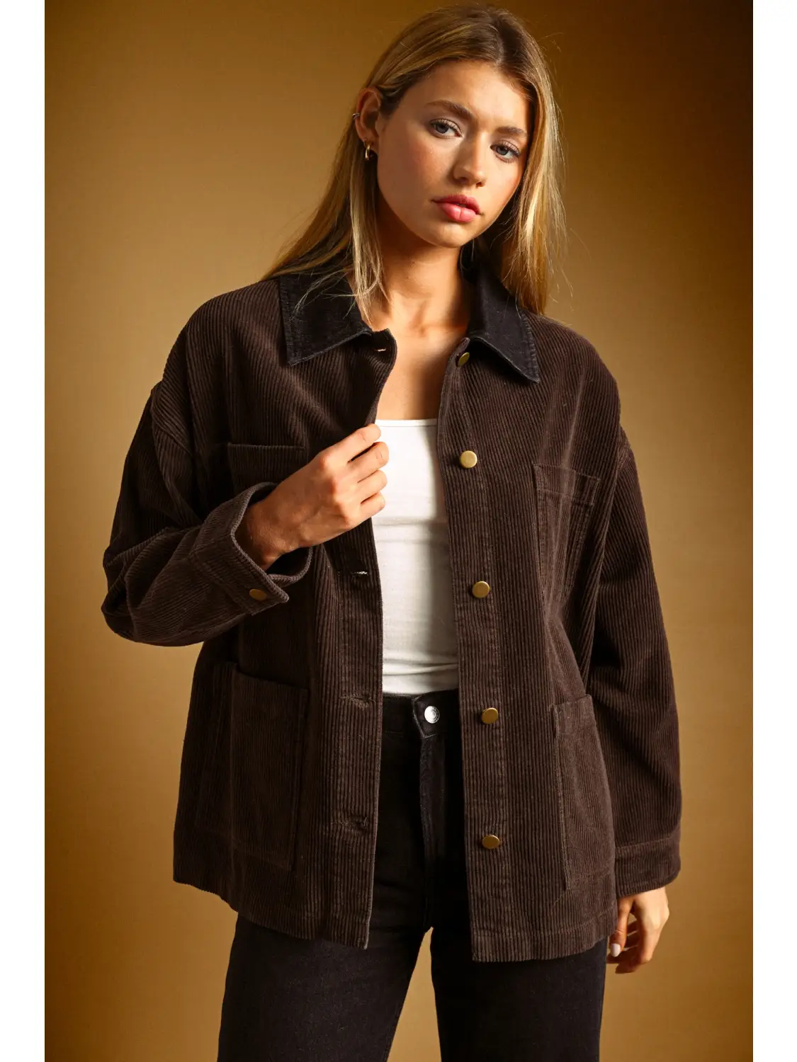 Corduroy Button Front Barn Jacket
