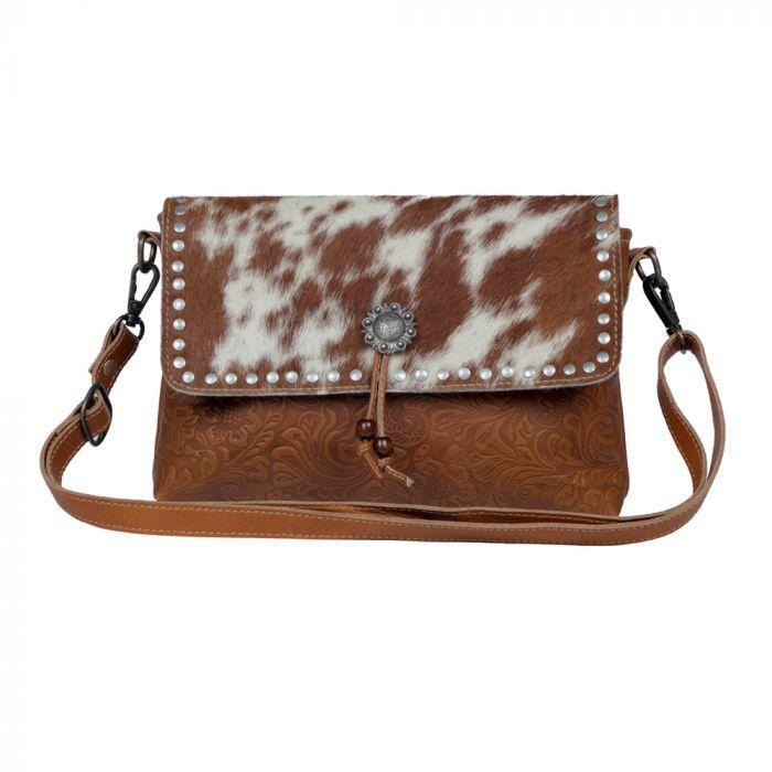 Myra Blossom etched Leather & Hair On Bag - S-3380