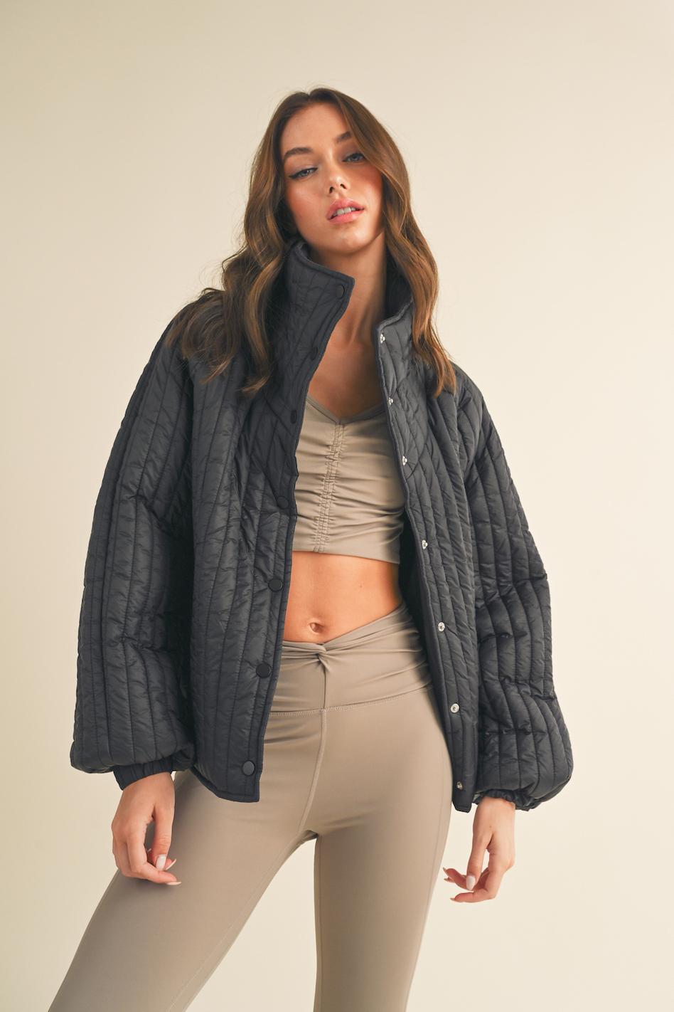 Black Classic Silhouette Quilted Jacket
