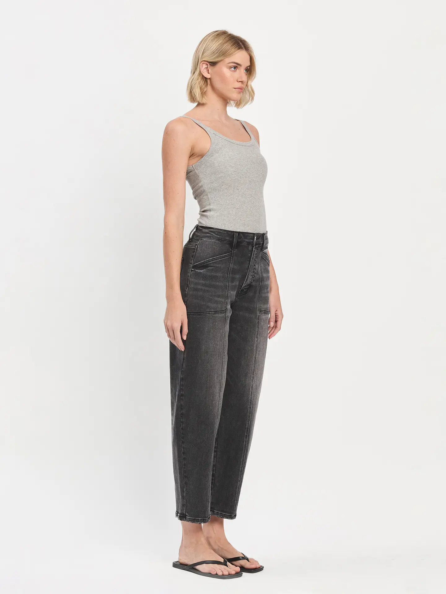 Super High Rise Panel Detail Barrel Jeans | PORTUGAL