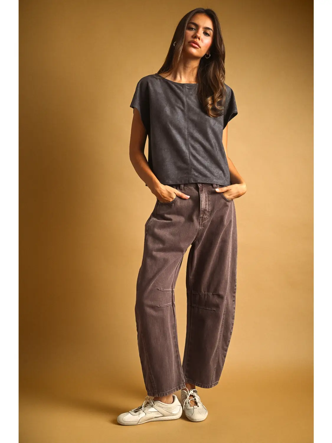 Suede Crop Top- Red Bean