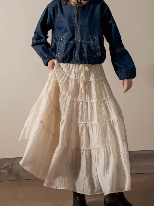 Chic Utility Zip-Up Denim Bomber Jacket