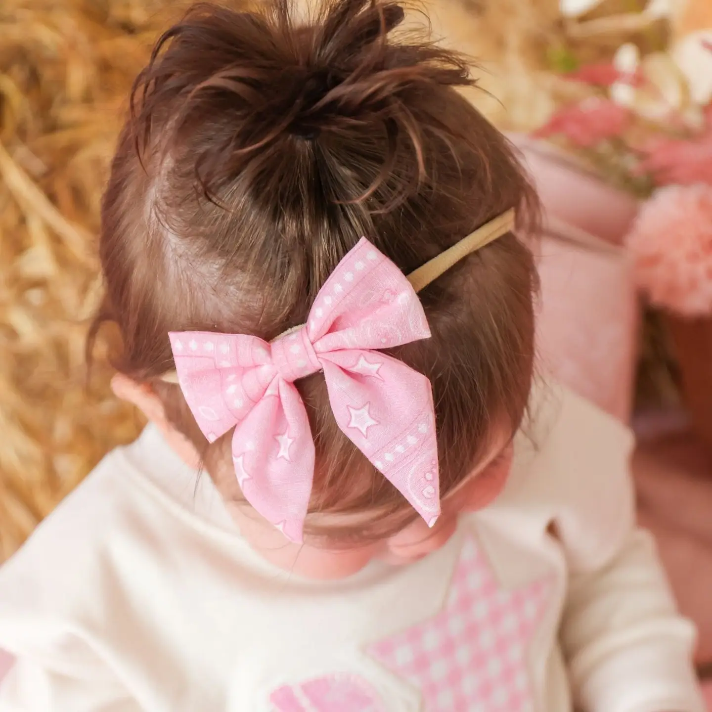 Pink Bandana Western Bow Baby Headband - Hair Accessories