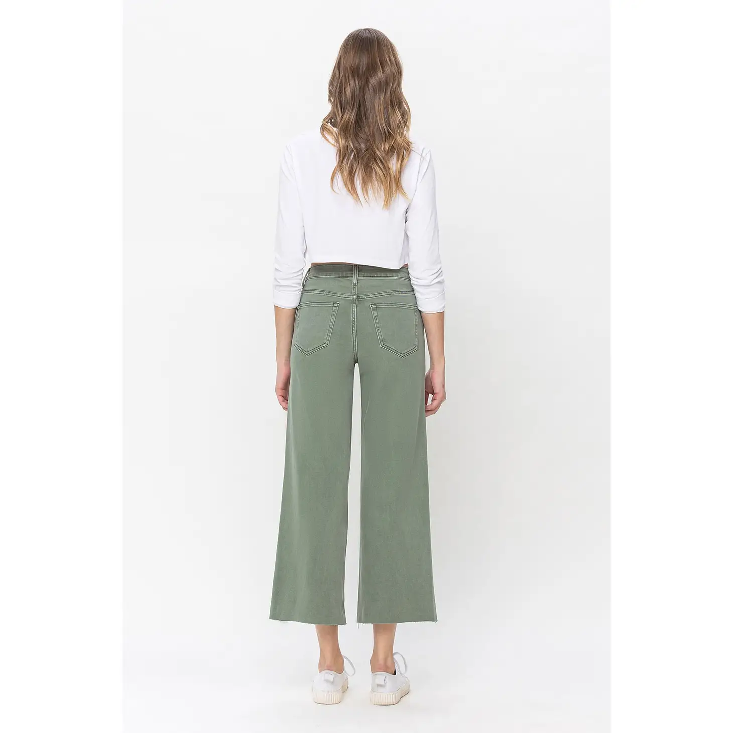 HIGH RISE CROP WIDE LEG | ARMY GREEN