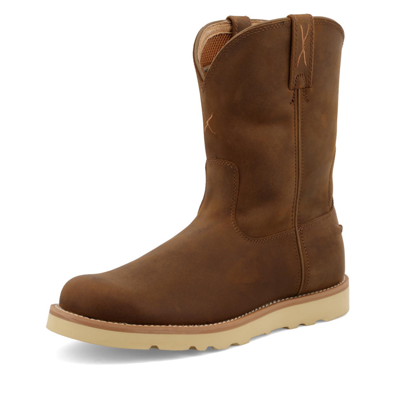 10" Work Pull On Wedge Sole Boot - Distressed Saddle & Saddle MCB0001
