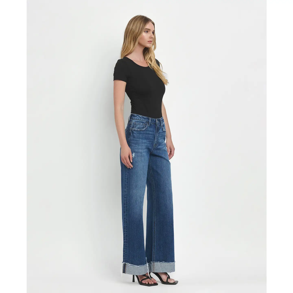 Super High Rise Cuffed Baggy Wide Jeans | Brilliance