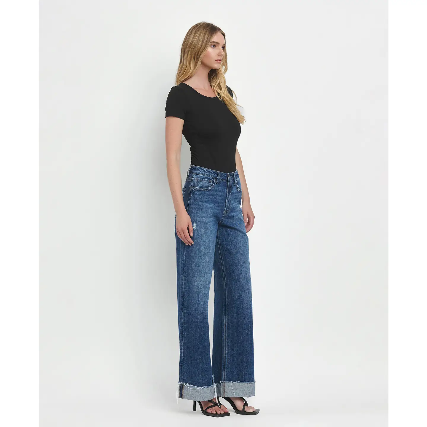 Super High Rise Cuffed Baggy Wide Jeans | Brilliance