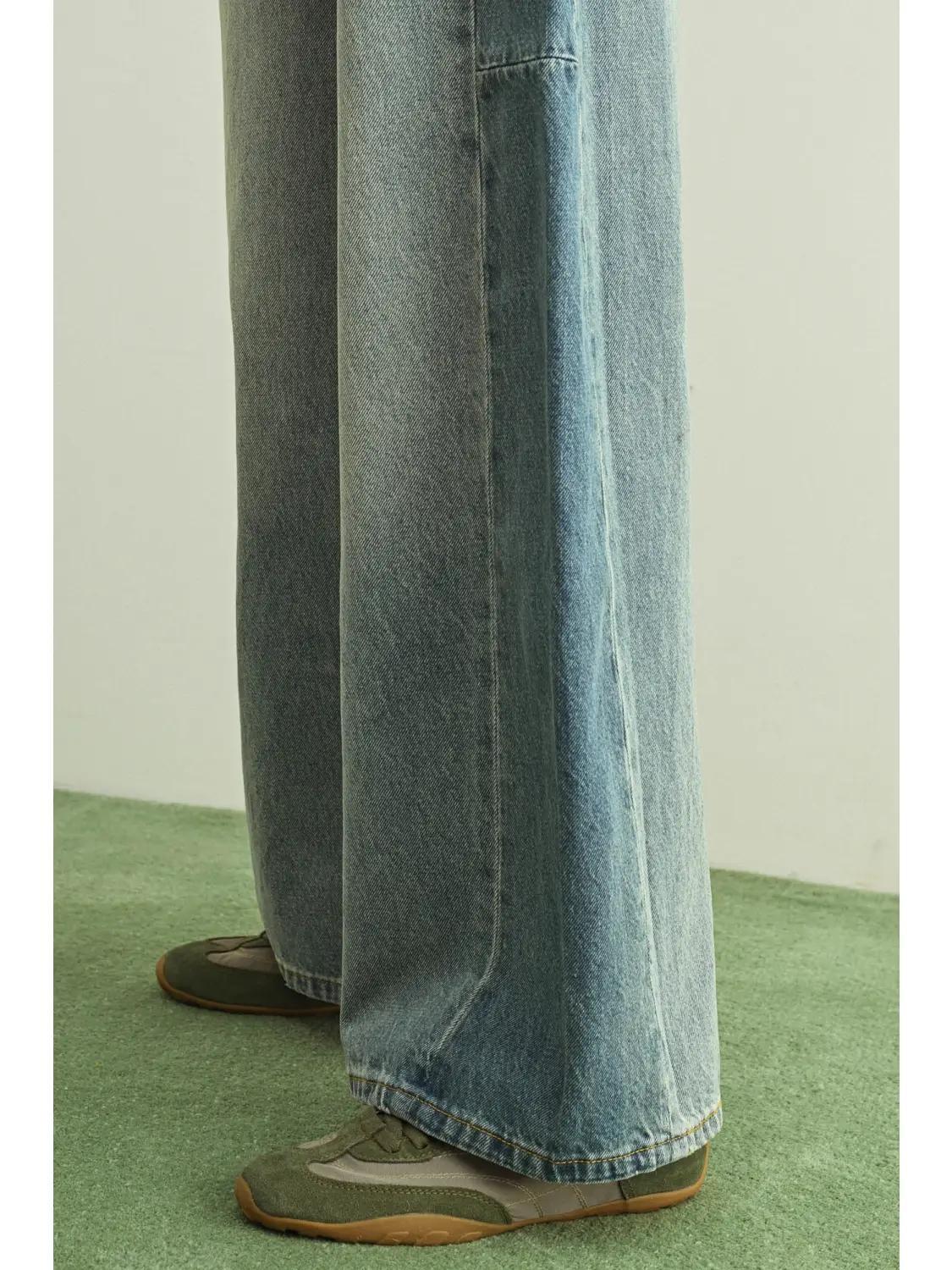 Mixed Denim On the Side Detail Pants