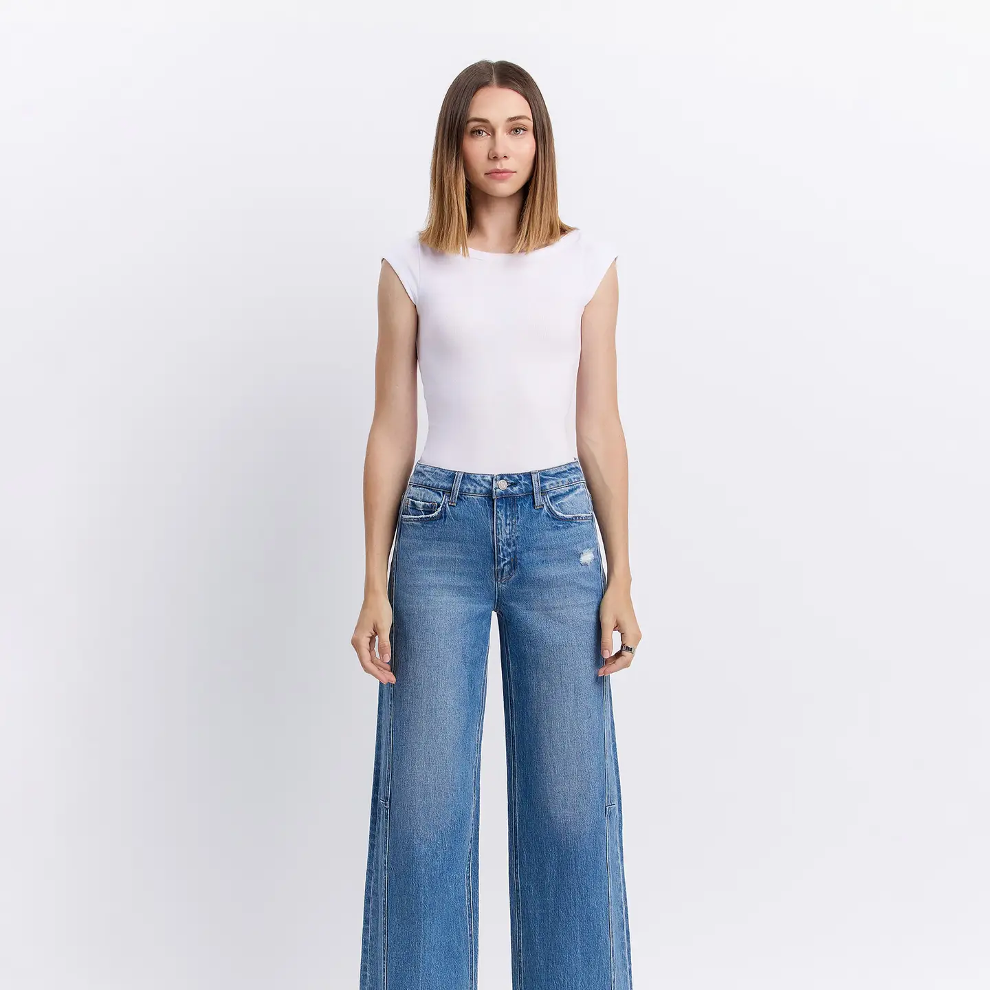 High Rise Cuffed Wide Jeans | Adore You